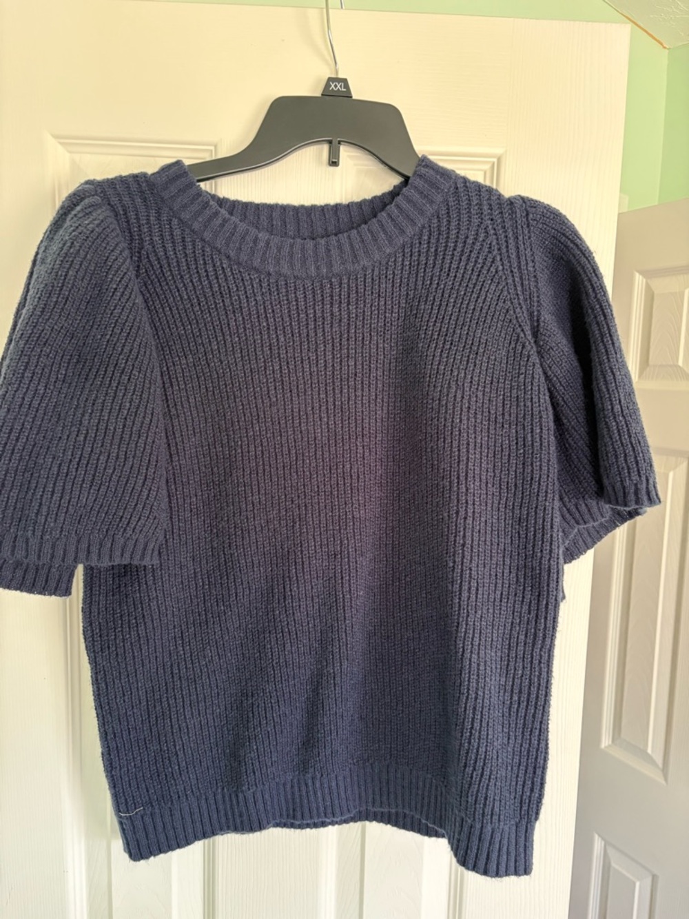 Mudpie Navy Short Sleeve Ribbed Knit Sweater